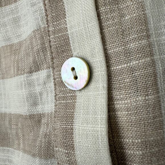 Soft Surroundings Shirt Womens Small Tan White Stripe Linen Blend 3/4 Sleeve - Picture 5 of 11